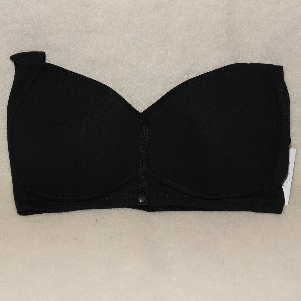 Womens Daisy Bra Pure Black NWT 3X Front Closure Snaps 34” Bottom Opening